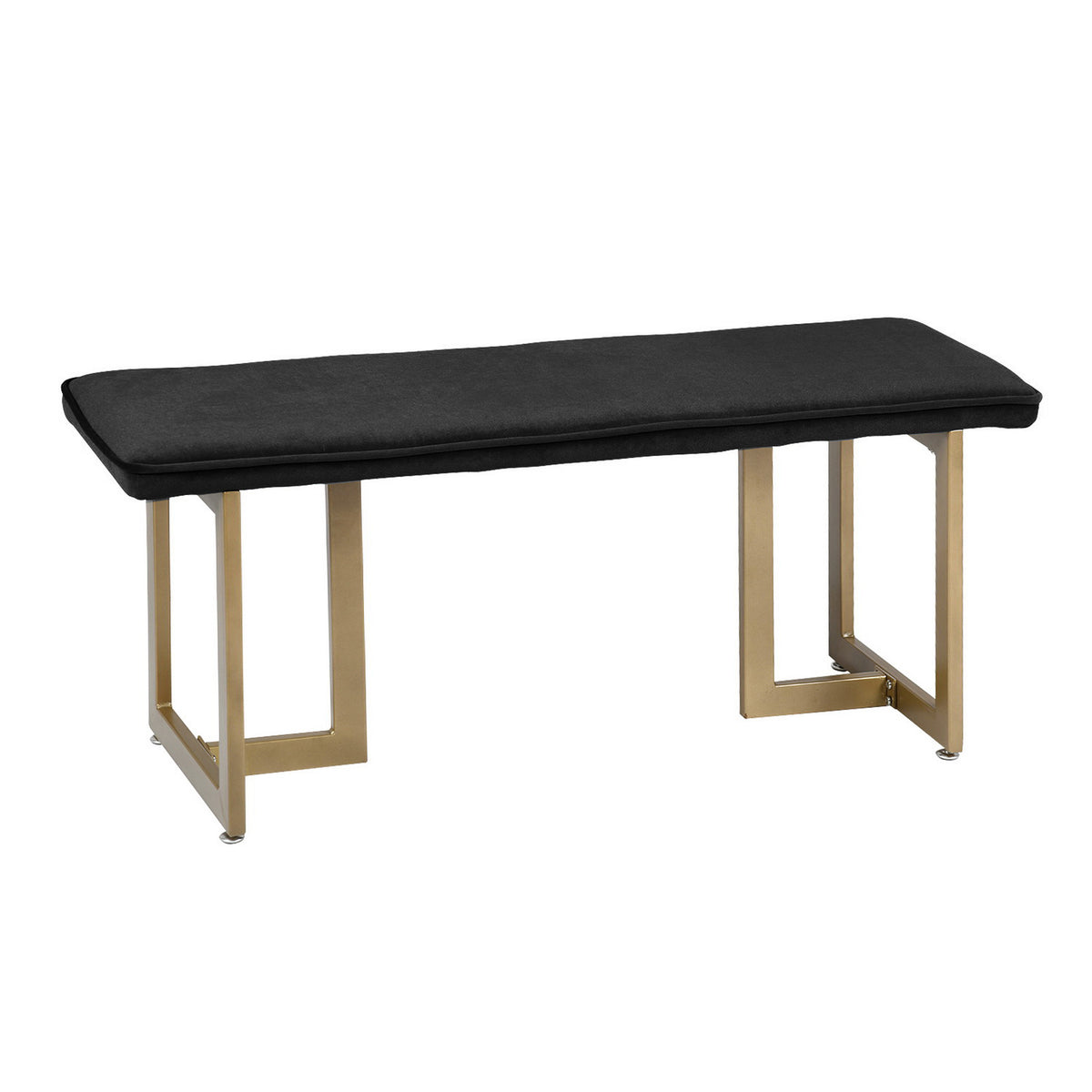 Upholstered Velvet Bench with Golden Legs (Black)