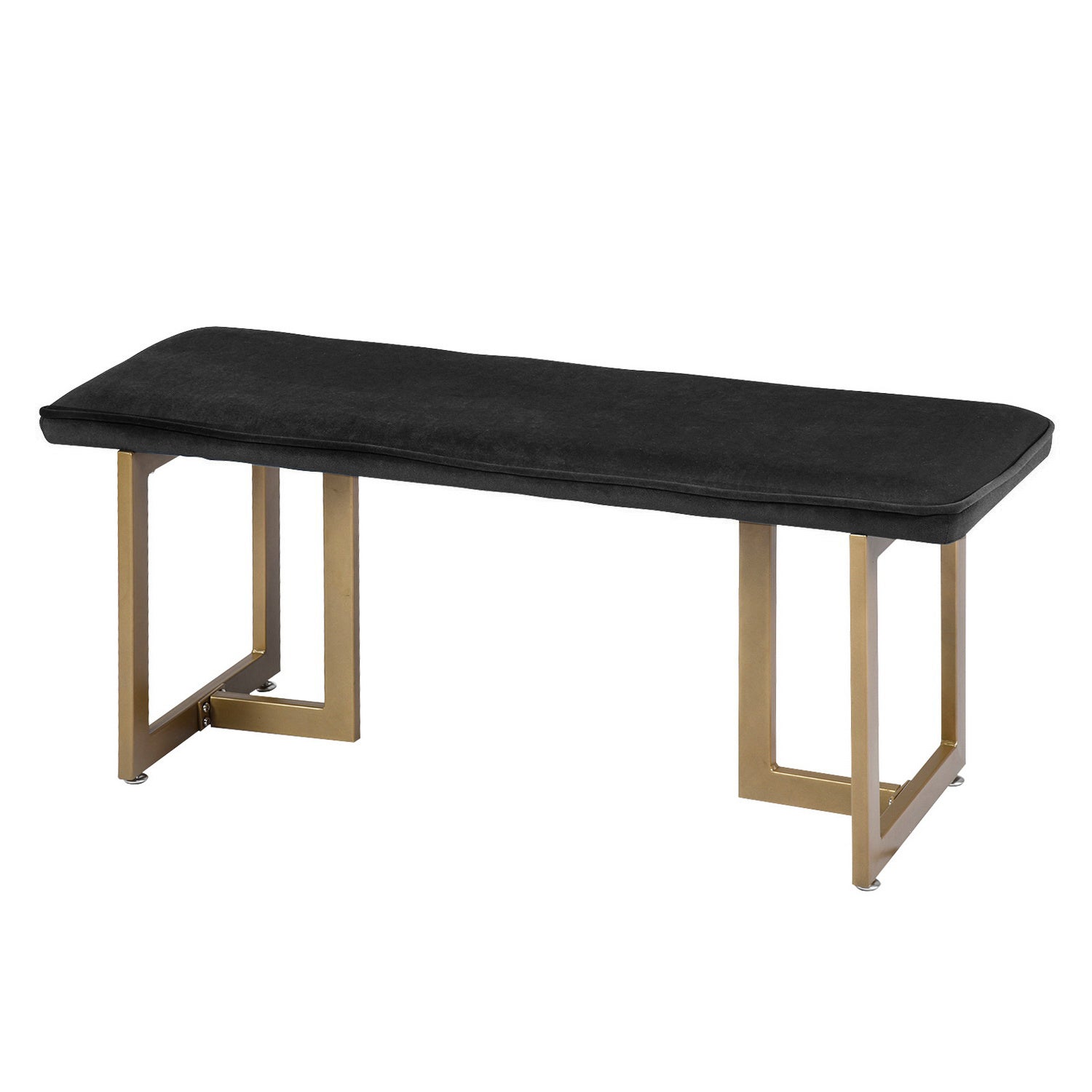 Upholstered Velvet Bench with Golden Legs (Black)