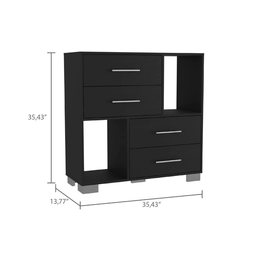 Brooks 2-Shelf 4-Drawer Dresser (Black Wengue)