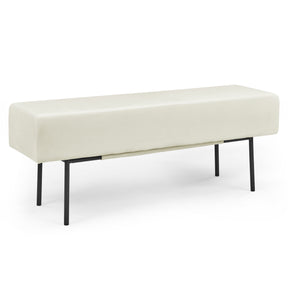 Beige Contemporary Style Bedroom Velvet Upholstered Bench