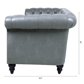 Gray Rolled Arm Chesterfield 3 Seater Sofa