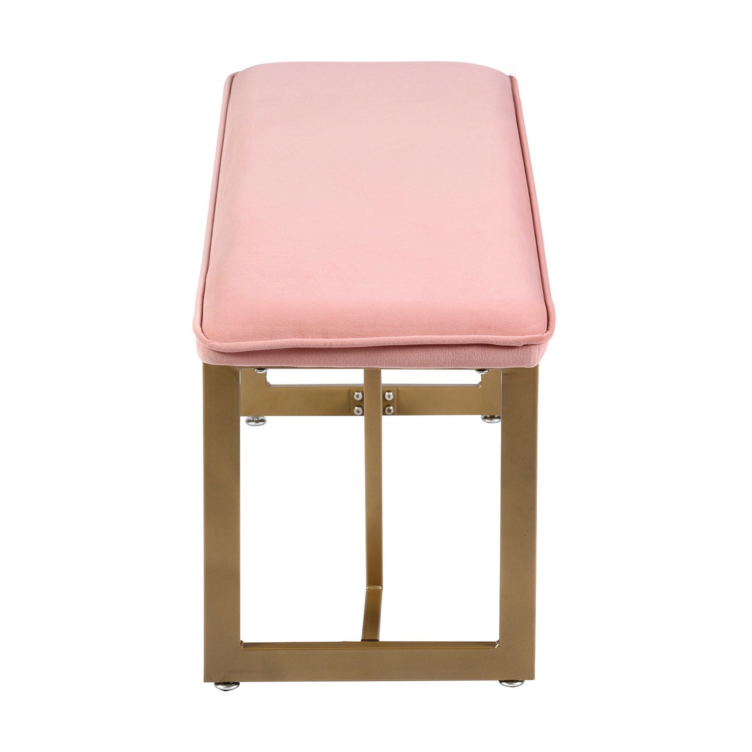 Upholstered Velvet Bench with Golden Legs (Pink)