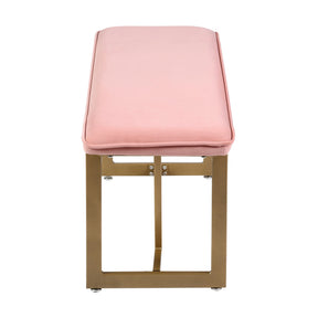 Upholstered Velvet Bench with Golden Legs (Pink)