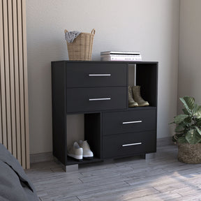 Brooks 2-Shelf 4-Drawer Dresser (Black Wengue)