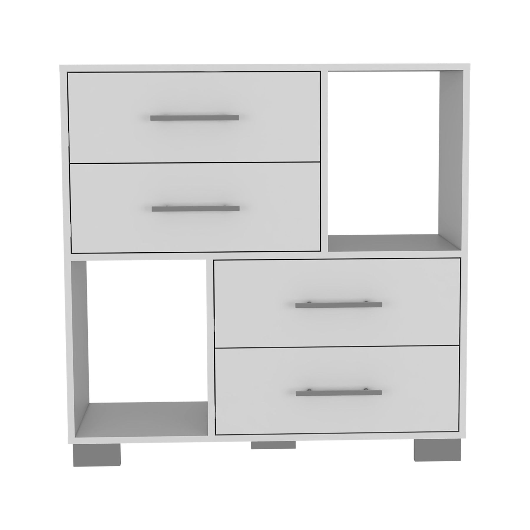 Brooks 2-Shelf 4-Drawer Dresser (White)