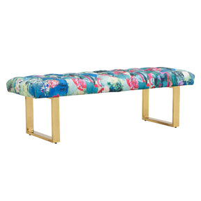 Stylish Blue Flower Gold Bench