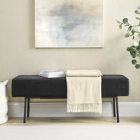 Black Contemporary Style Bedroom Chenille Upholstered Bench