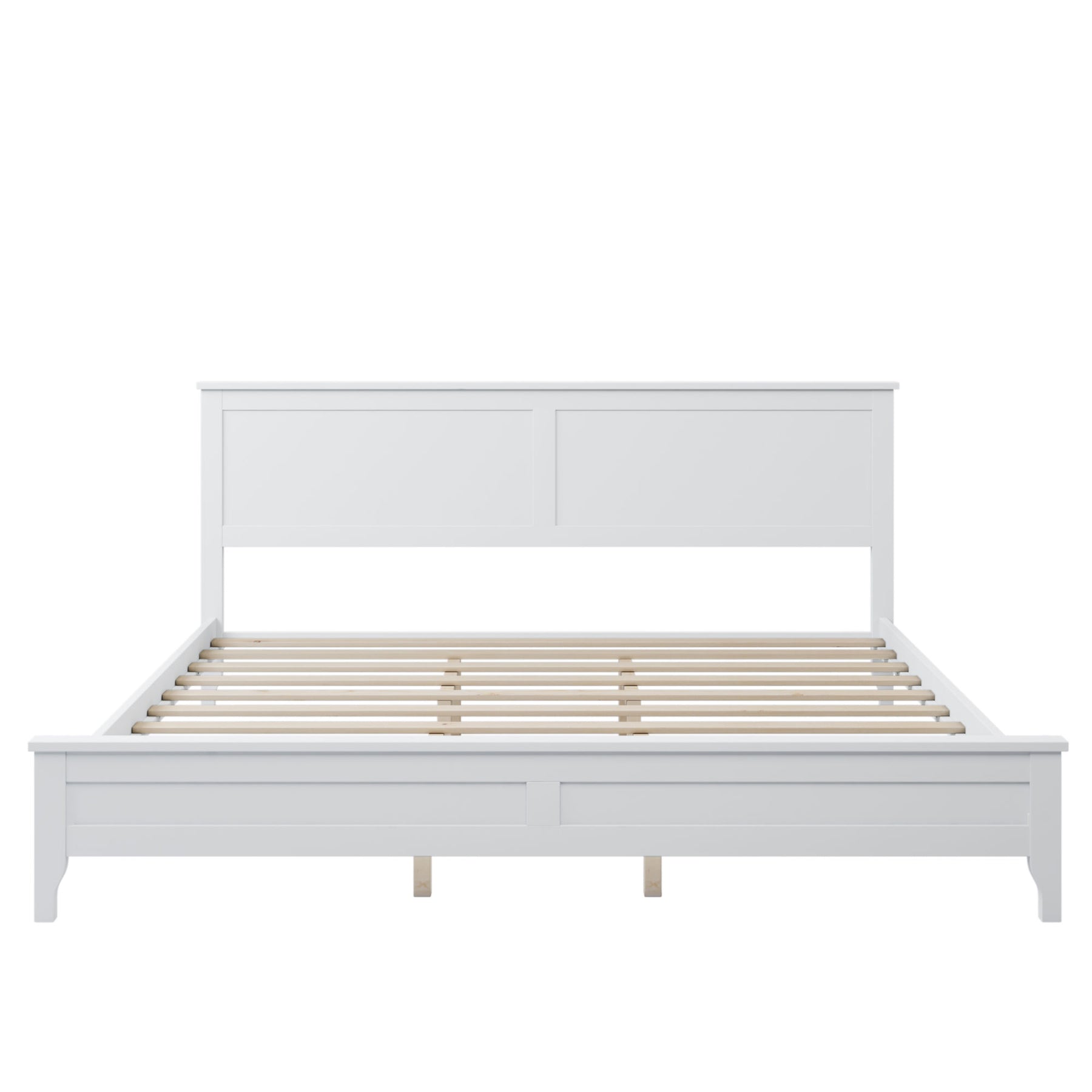 Modern White Solid Wood King Platform Bed