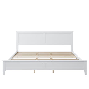 Modern White Solid Wood King Platform Bed